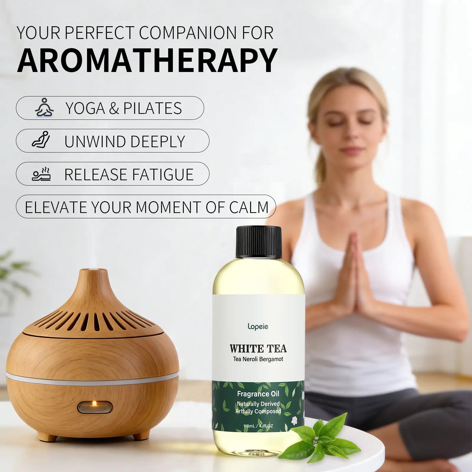 Lopeie Hotel Diffuser Oil Refill Inspired by the Ritz-Carlton Hotel - 118Ml 4.1 Fl Oz - Aromatherapy Essential Oil-White Tea, Neroli & Bergamot – Ideal for Ultrasonic and Waterless Diffusers Pleasant Fragrant